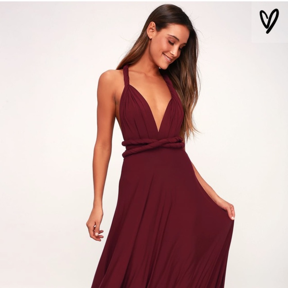 Burgundy LuLus Wrap Dress